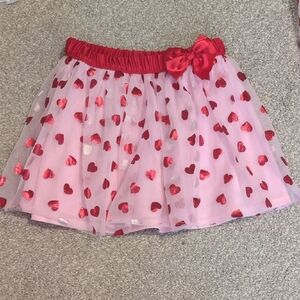 Pink Skirt with Red Heart Pattern